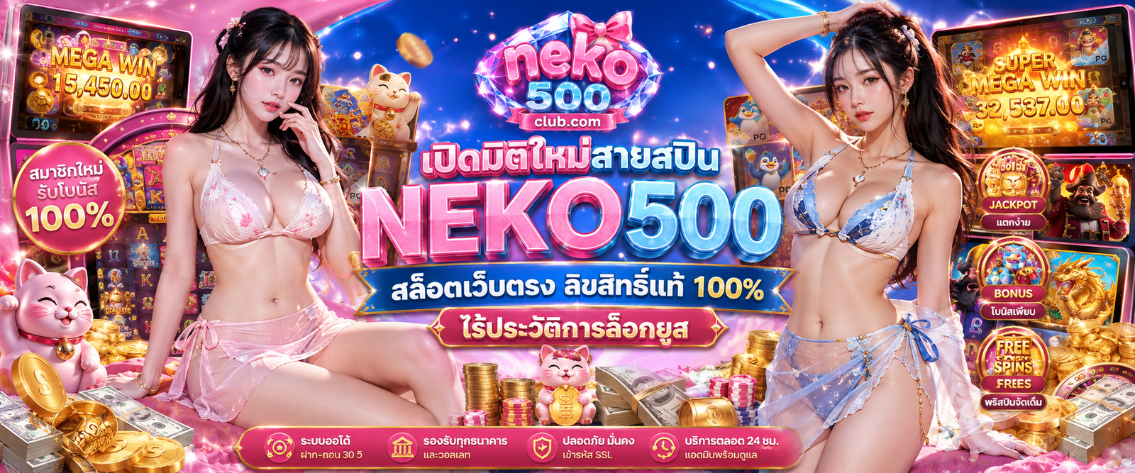 NEKO500 สล็อตเว็บตรง ลิขสิทธิ์แท้ 100% ไร้ประวัติการล็อกยูส