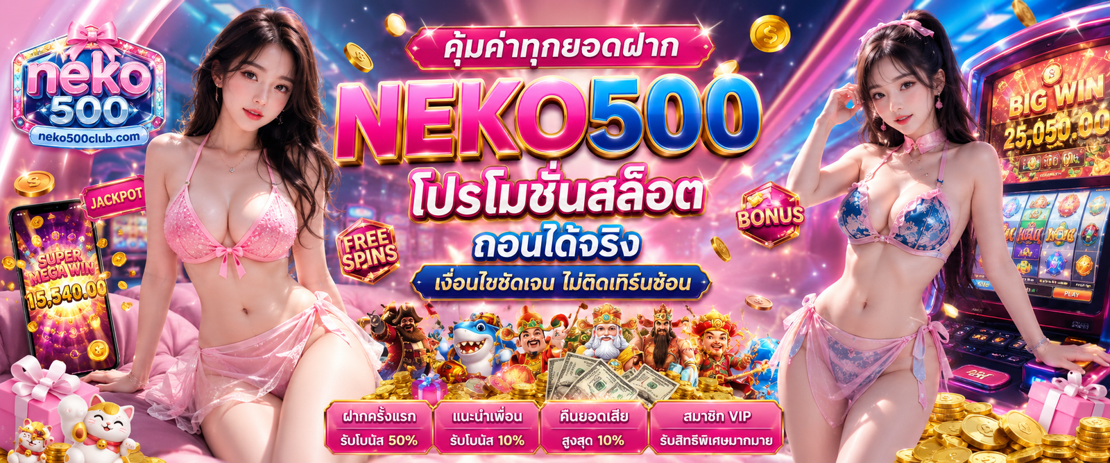 คุ้มค่าทุกยอดฝาก NEKO500 โปรโมชั่นสล็อต ถอนได้จริง เงื่อนไขชัดเจน ไม่ติดเทิร์นซ้อน